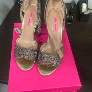Betsey Johnson Gold Sparkly Heels for Special Occasions